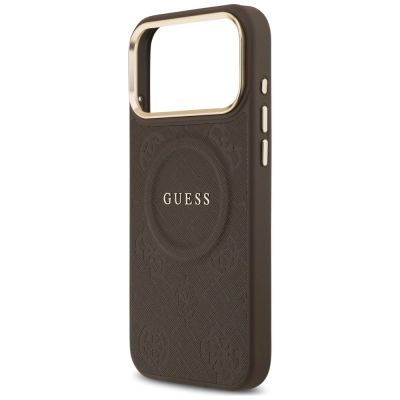 6. Etui Guess Peony Hot Stamp MagSafe na iPhone 18 Pro Max / 17 Pro Max - brązowe