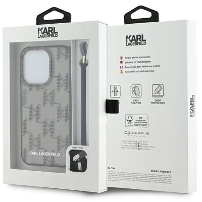 7. Etui Karl Lagerfeld IML Mono KL Pattern & Cord na iPhone 15 Pro - czarne