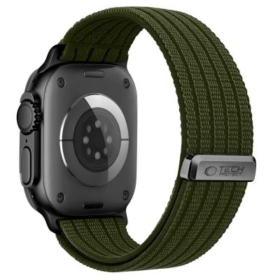 2. Pasek Tech-Protect Nylon Sport na Apple Watch 44 / 45 /46 / 49 mm - ciemnozielony