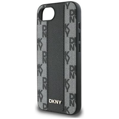 6. Etui DKNY Leather Checkered Mono Pattern MagSafe na iPhone 16e - czarny