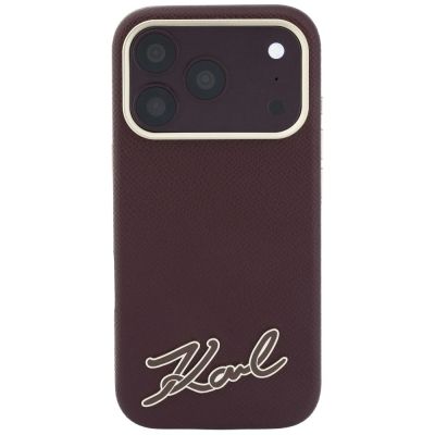3. Etui Karl Lagerfeld Grained with Resin Signature Logo MagSafe na iPhone 18 Pro Max / 17 Pro Max - burgundowe