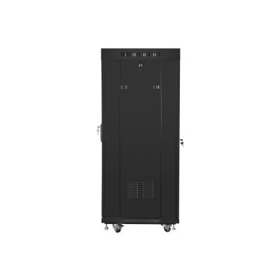 8. LANBERG SZAFA STOJĄCA RACK 19" 27U 600X600 DRZWI SZKLANE LCD CZARNA FF01-6627-12BL (FLAT PACK)