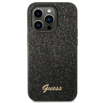 3. Etui Guess Glitter Script na iPhone 14 Pro - czarne