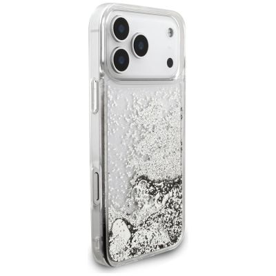 4. Etui Guess Liq. Glitter Charms na iPhone 17 Pro Max - srebrne