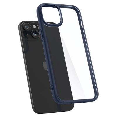 9. Etui Spigen Crystal Hybrid na iPhone 15 Plus - przezroczysto-niebieskie