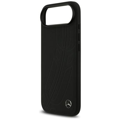 6. Etui Mercedes Leather Large Laurel Leave MagSafe na iPhone Air - czarne