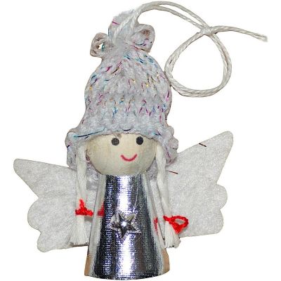 14. ZAWIESZKA ANIOŁEK ŚWIĄTECZNY SREBRNY 7CM