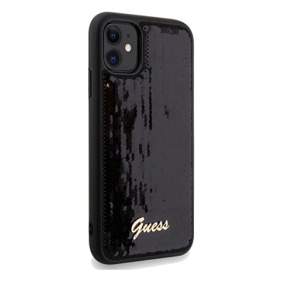 4. Etui Guess Sequin Script Metal na iPhone 11 / Xr - czarne