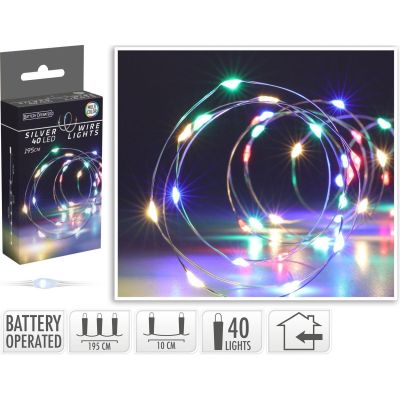 17. LAMPKI DRUCIKI NA BATERIE GIRLANDA 40 LED MULTIKOLOR