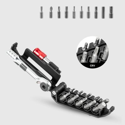 11. Zestaw narzędzi rowerowych Rockbros multitool z kluczem grzechotkowym i łyżkami do opon - czarny