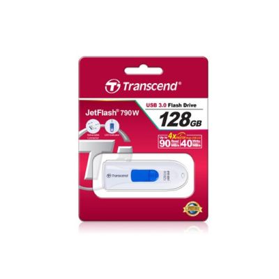 3. USB-Stick 128GB Transcend JetFlash 790 USB3.1 weiĂź