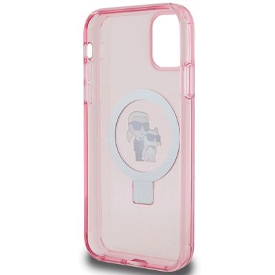 7. Etui Karl Lagerfeld Ring Stand Karl&Choupettte MagSafe na iPhone 11 / Xr - różowe