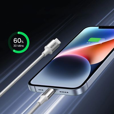 4. Kabel Ugreen US304 70523 USB-C / Lightning MFi 1m - srebrny