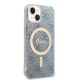 4. Etui Guess 4G Print MagSafe na iPhone 14 Plus + ładowarka indukcyjna - niebieskie