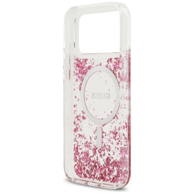 7. Etui Guess Resin Bottom Glitter MagSafe na iPhone 17 Pro Max - różowe