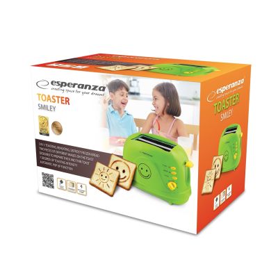 4. Toster Esperanza SMILEY EKT003 (750W; kolor zielony)