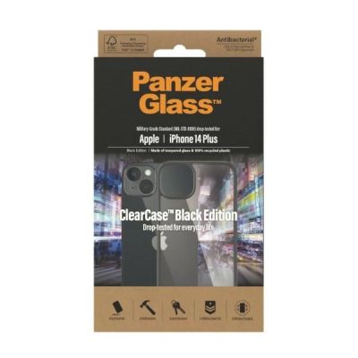 3. Etui PanzerGlass ClearCase antybakteryjne na iPhone 14 Plus / 15 Plus - przezroczysto-czarne