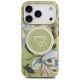 3. Etui Guess IML Glitter Flowers Triangle MagSafe na iPhone 17 Pro Max - zielone