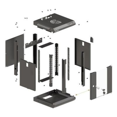7. Lanberg WF11-3306-10B stojak 6U Szafa wisząca Czarny