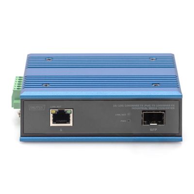3. Przemysłowy mediakonwerter 1000Base-TX PoE 30W - 1000Base-FX SFP (bez modułu) DIN rozszerzony zakres temp