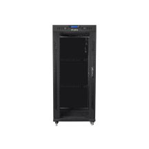 LANBERG SZAFA STOJĄCA RACK 19" 27U 600X600 DRZWI SZKLANE LCD CZARNA FF01-6627-12BL (FLAT PACK)