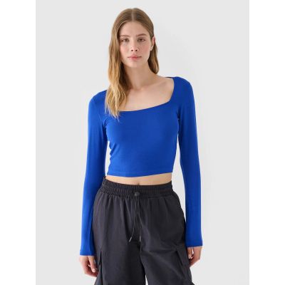 Longsleeve slim gładki damski 4F 4FRSS24TLONF499-36S