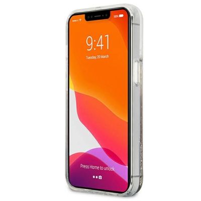 5. Etui Guess 4G Big Liquid Glitter na iPhone 13 Pro Max 6,7" - złote