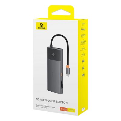 7. Hub USB-C Baseus Metal Gleam II 10w1 HDMI USB-A USB-C RJ45 SD/TF - szary
