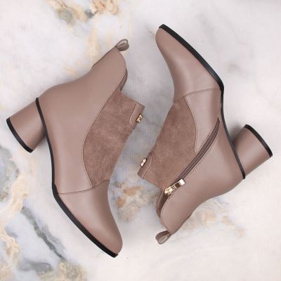 12. Botki na obcasie D&A S.Barski Premium Collection W OLI232B beżowe
