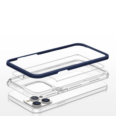 5. Clear 3in1 etui do iPhone 13 Pro żelowy pokrowiec z ramką niebieski