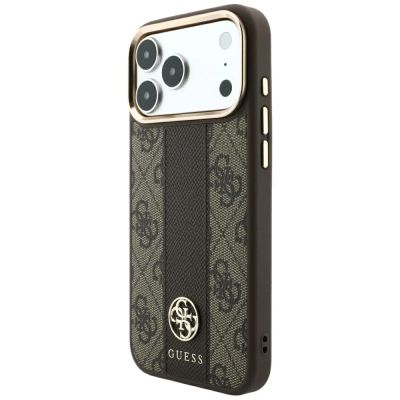 2. Etui Guess 4G with Stripe Round and Classic Logos MagSafe na iPhone 17 Pro / 18 Pro - brązowe