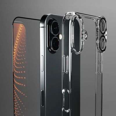 4. Zestaw SBS z technologią D3O na iPhone 16 – etui + szkło ochronne na ekran i aparat - przezroczyste