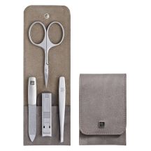 Zestaw do manicure Zwilling Twinox – taupe, skórzane etui, 4 elementy - Taupe