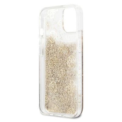 6. Etui Guess Peony Liquid Glitter na iPhone 13 mini - złote