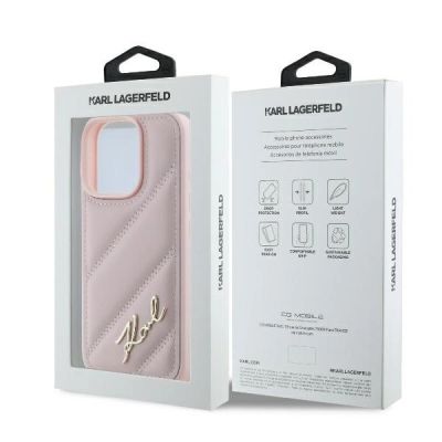 8. Etui Karl Lagerfeld Quilted Signature na iPhone 16 Pro - różowe