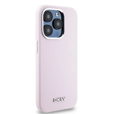 4. Etui DKNY Liquid Silicone Small Metal Logo MagSafe na iPhone 14 Pro - różowe
