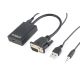 3. Adapter GEMBIRD A-VGA-HDMI-01 (HDMI F - D-Sub (VGA), Jack stereo 3,5 mm, USB 2.0 M; 0,15m; kolor czarny)