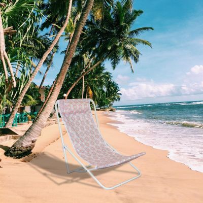 16. LEŻAK SKŁADANY PLAŻOWY Z ZAGŁÓWKIEM NIEBIESKO POMARAŃCZOWY