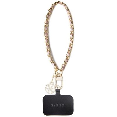 Pasek Guess Saffiano Chain 4G Charm - różowy