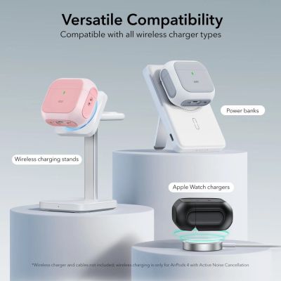 8. Etui ESR Orbit Halolock MagSafe na AirPods 4 - różowe