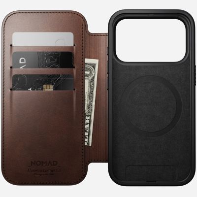 2. Nomad Modern Leather Folio pokrowiec na telefon komórkowy 16 cm (6.3") Brązowy