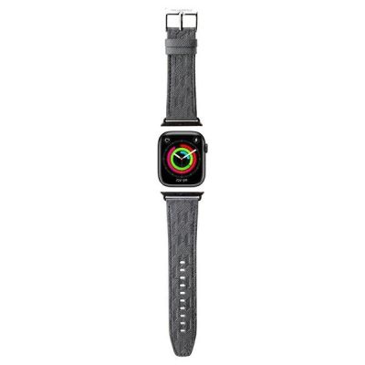 Pasek Karl Lagerfeld Saffiano Monogram na Apple Watch 38/40/41mm - srebrny