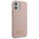 7. Etui Guess Silicone Script Gold Logo na iPhone 12 mini - jasnoróżowe