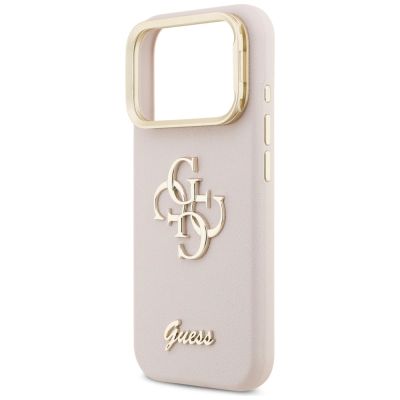 6. Etui Guess Grained Big 4G & Stand Camera na iPhone 17 Pro - różowe
