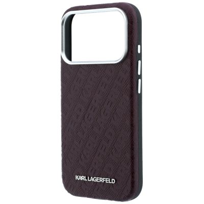 6. Etui Karl Lagerfeld Grained Allover Logo Metal Elongated MagSafe na iPhone 17 Pro Max / 18 Pro Max - burgundowe