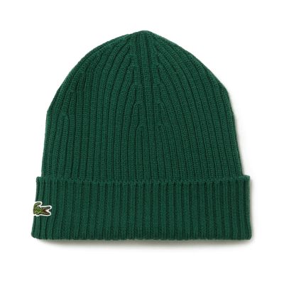 Czapka zimowa wełniana Lacoste Ribbed Wool Beanie Zielona - RB0001-132