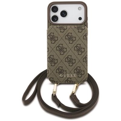 Etui Guess 4G Cardslots & Magnetic Closure Crossbody na iPhone 18 Pro Max / 17 Pro Max - brązowe