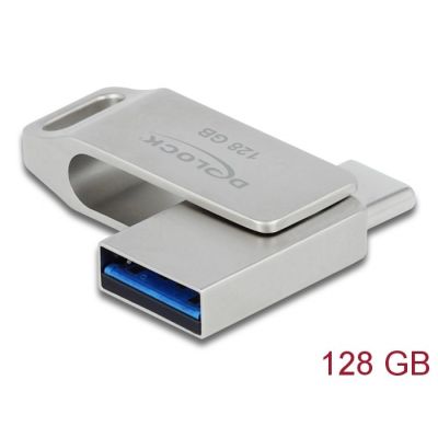 5. DeLOCK Pendrive USB-C + Typ-A 5 Gbps 128 GB - metalowa obudowa