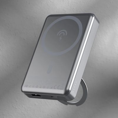 3. Powerbank Dudao K28 10000mAh PD 22.5W z MagSafe z metalową obudową i pierścieniem-podstawką - szary