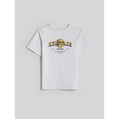 5. T-shirt regular z nadrukiem chłopięcy 4F 4FJRAW26TTSHM4523-10S